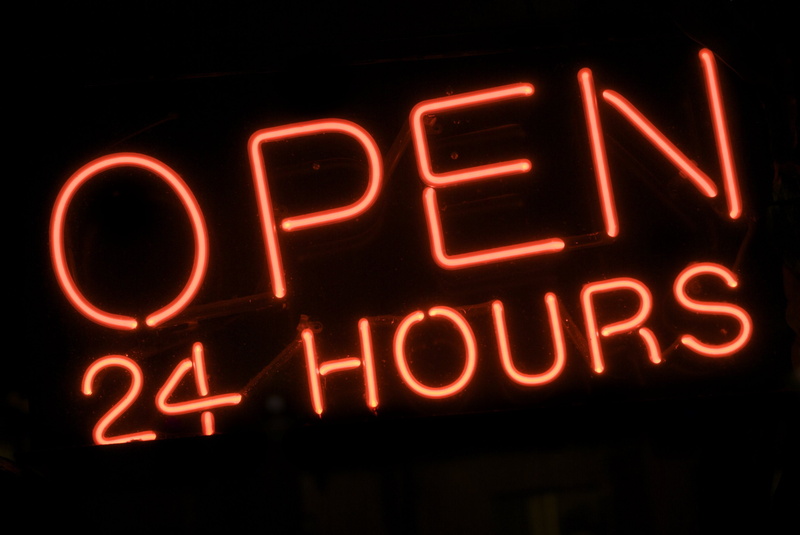 2K, time, neon, sign, open