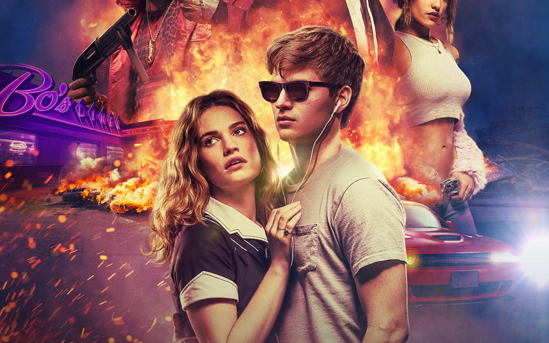 lily james, baby driver, Movies, 2K, ansel elgort
