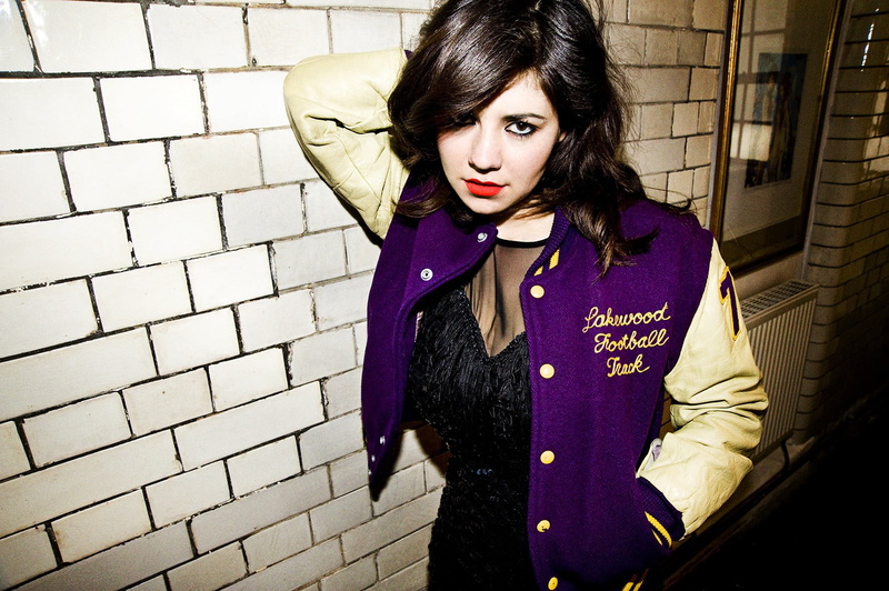 beauty, portrait, women, brick, Marina and the Diamonds, contemplation, purple, one person, dark hair, beautiful woman, long hair, red lipstick, architecture