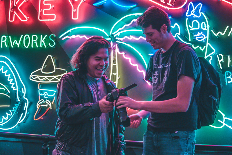 illuminated, camera, input device, photography, arts culture and entertainment, microphone, signage, t, enjoyment, show, black, nightlife, happy, wearing