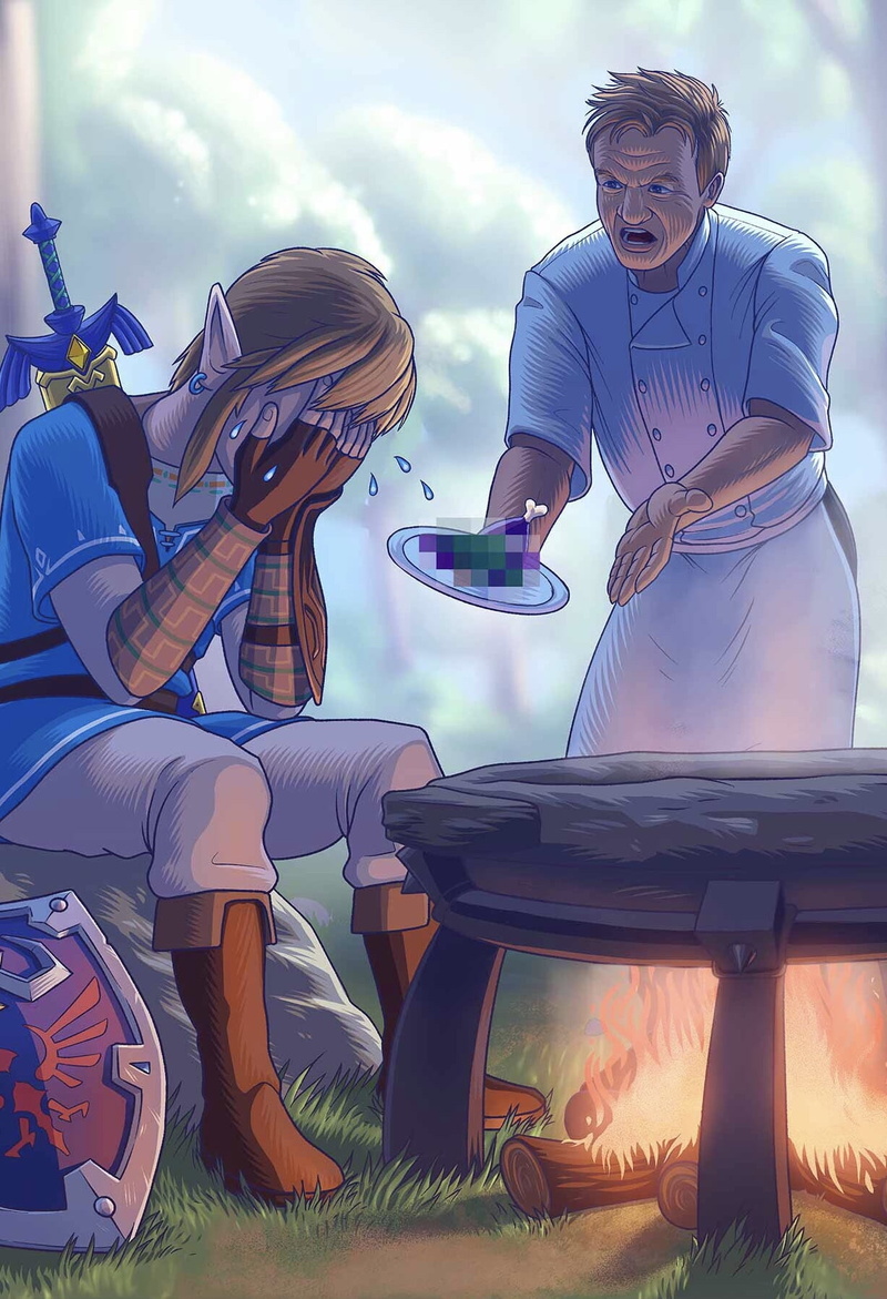 720P, hells kitchen, The Legend of Zelda, video games, Gordon Ramsey, The Legend of Zelda: Breath of the Wild, Link, TV, dubious food
