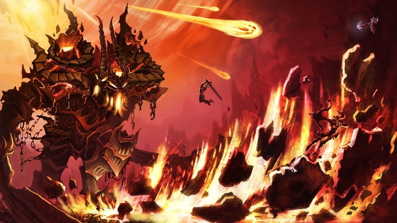 sword, 1080P, game, demon, poster, hell, monster, 1920x1080, fantasy, chains, fire, warrior