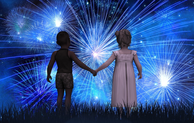 holding, enjoyment, leisure activity, universe, digital art, excitement, arts culture and entertainment, women, hands, firework - man made object, child