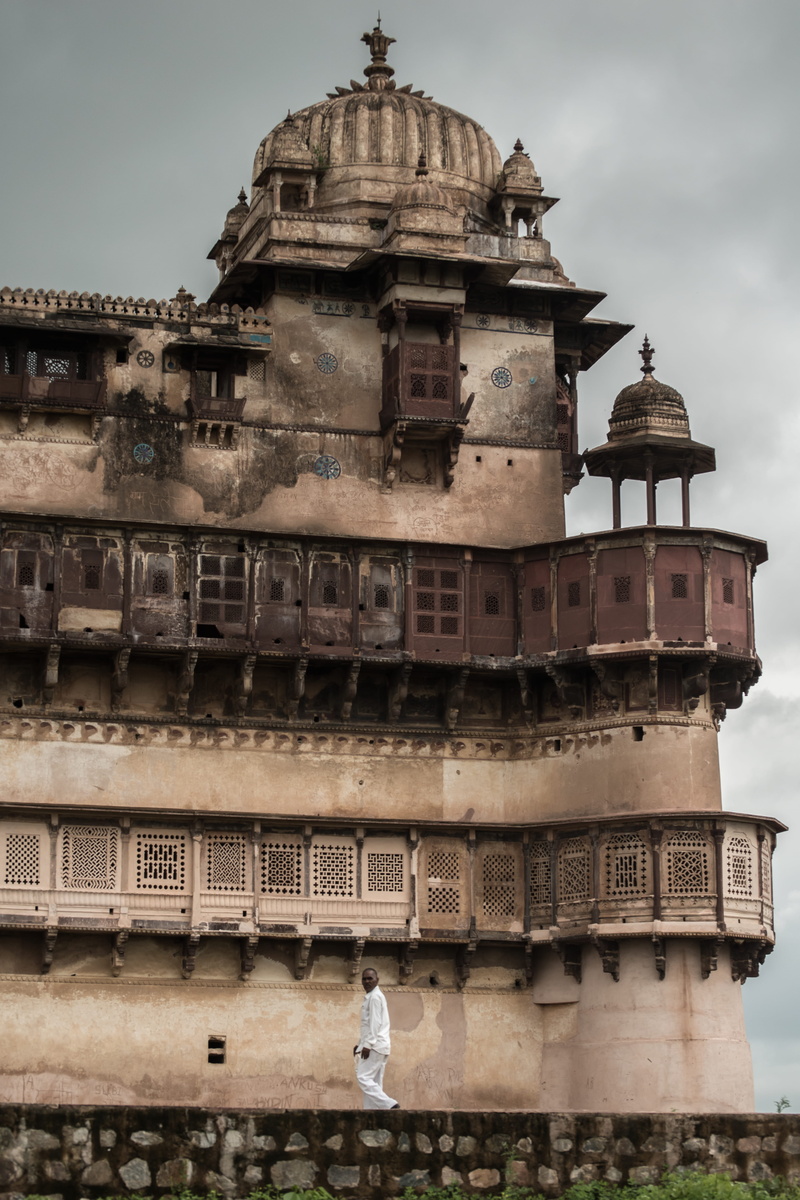 nature, building exterior, history, orchha fort, old, travel, built structure, place of worship, no people, bird, orachha, low angle view, raj mahal, travel destinations