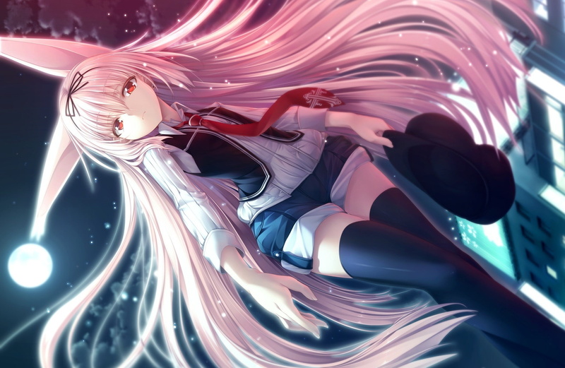 anime girls, long hair, moon, hair, hazel eyes, manga, 1080P, shoujo, blonde, long, hazel, girls, hat, eyes, anime, garden, gleam, gleam garden no shoujo