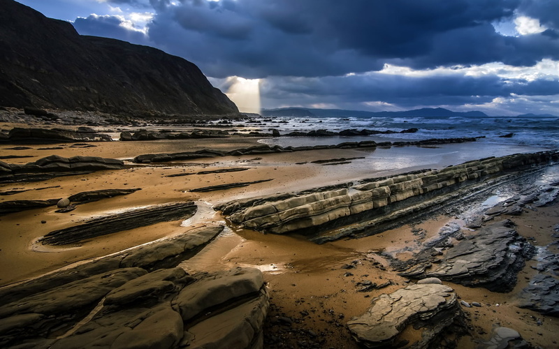 grey, overcast, weather, rock - Object, storm, waters Edge, landscape, beach, no People, clouds, stony, cliff, idyllic, tranquil scene, sunset, rock, sand
