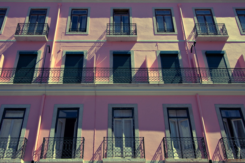 nature, no People, pink, city, reflection, building Exterior, facade, shot, 4K, Wide-angle, window, apartment, entrance, architecture, full frame, glass
