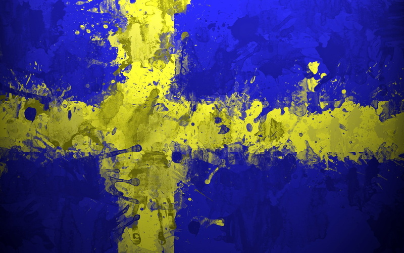 flag, artwork, Sweden, cross, blue, 720P, painting, yellow