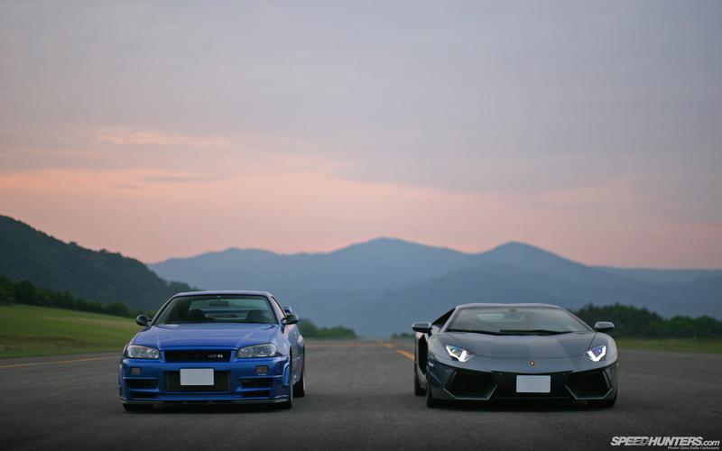 1080P, lamborghini, hd, skyline, blue, gtr, sports, nissan, aventador, cars, car, black