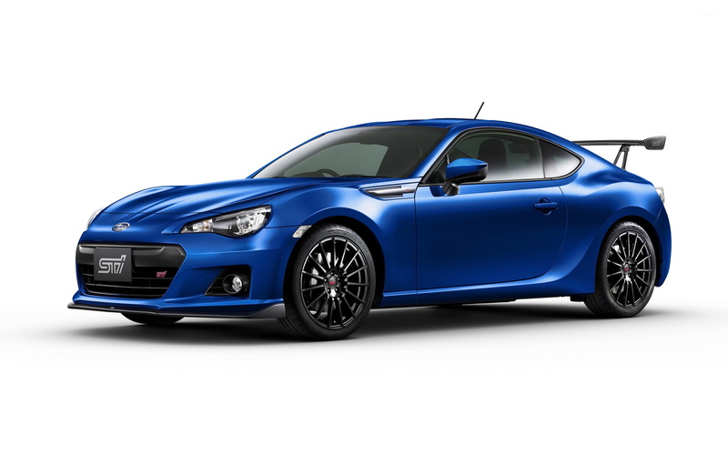 blue, white background, vintage car, 2K, shiny, silver colored, mode of transportation, luxury, studio shot, indoors, land vehicle, chrome, wheel, Subaru BRZ STI