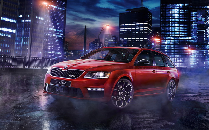 motion, street, transportation, architecture, wet, office building exterior, city, skyscraper, Octavia, Skoda, mode of transportation, illuminated, rs