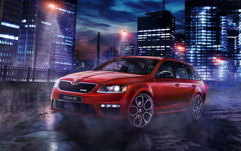 rain, city street, motion, station, wagon, built structure, 2K, building, mode of transportation, car, Cars, wet, octavia, motor vehicle, architecture