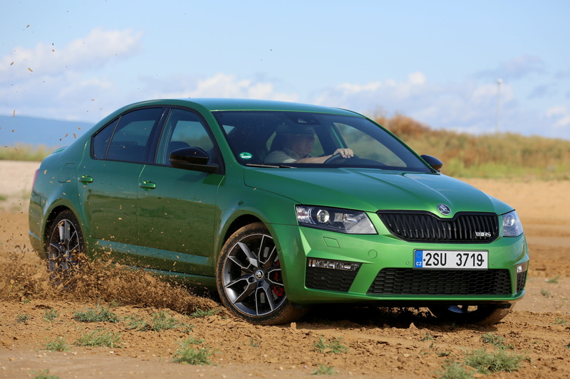 sedan, earth, the ground, clouds, the sky, Skoda, 2K, Octavia RS, vegetation, 2013, green