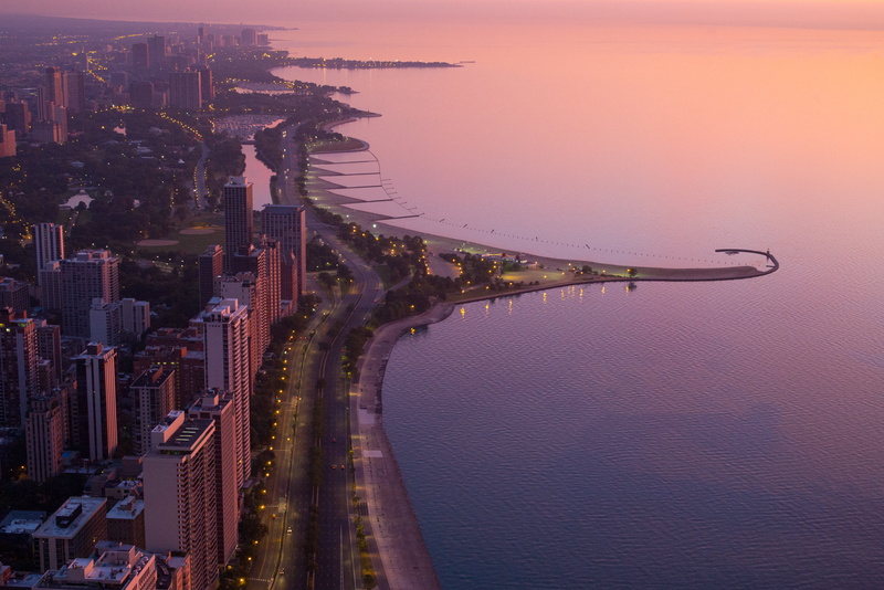 M  240, condos, road, travel, LSD, highway, center, tourism, waterfront, lake  Michigan, 5K, urban Scene, downtown District, North, cityscape, streetlights
