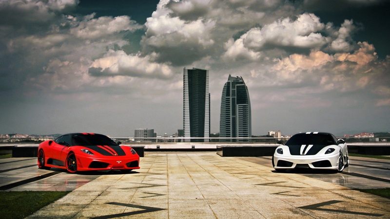 skyscraper, red, style, transportation, driving, highway, day, reflection, luxury, architecture, urban Skyline, built Structure, road, street, financial district
