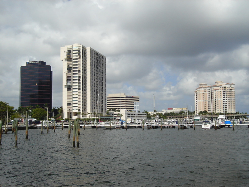 beach, florida, day, cityscape, architecture, sky, Drive, clouds, harbor, waterfront, West Palm Beach, 1080P, building exterior, nature, Florida, financial district