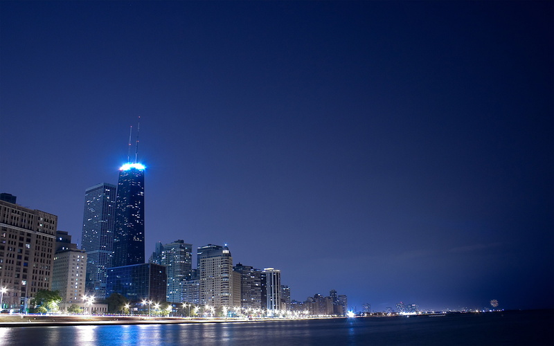 HD, Cityscape, Lake Shore Drive, Night lights, 2K, Skyline, Chicago Lakefront Trail, John Hancock Center