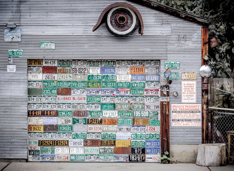 crazy, no people, outdoors, metal, plate, man, cabin, collage, built structure, shack, collection, art, building exterior, tree, street, old, house, text