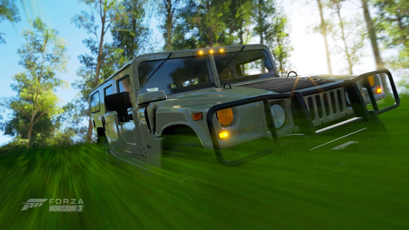 day, forza horizon 3, plant, luxury, road, no people, tree, Hummer H1, mode of transportation, forest, green color, headlight, travel, growth, land vehicle