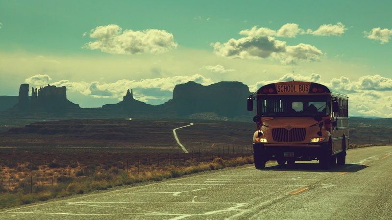 field, school bus, mountain, land, yellow, no people, sky, landscape, scenics - nature, black, environment, nature, day, bus, travel, school, old car, cloud - sky