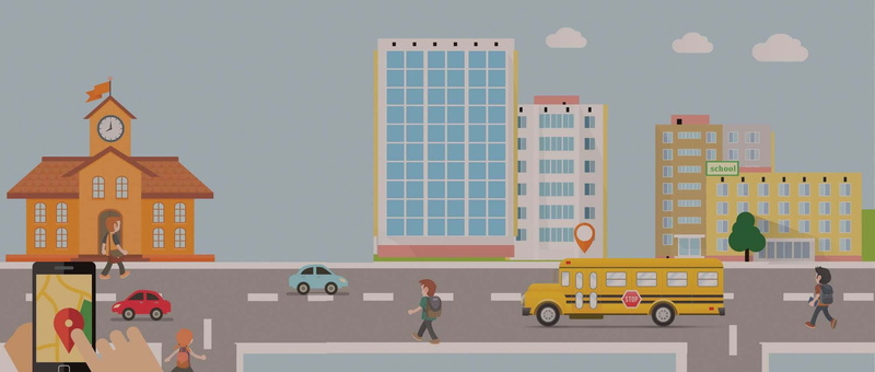 building exterior, representation, sign, people, creativity, built structure, real people, school bus gps tracking, architecture, school bus tracking, city