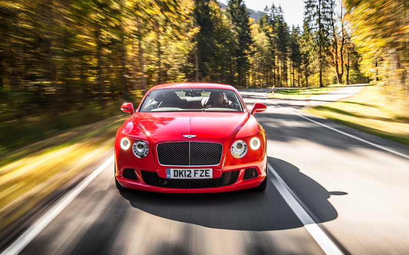 Bentley, Continental, GT, car, 2K, grille, asphalt, front, Red, wood, headlamps