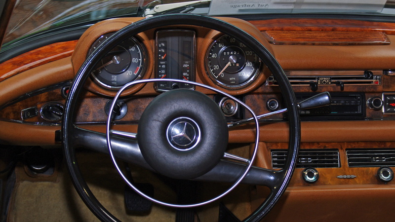 dashboard, land vehicle, indoors, steering wheel, transportation, close-up, no people, oldtimer, mode of transportation, wheel, cabriolet, drive, 2K, auto