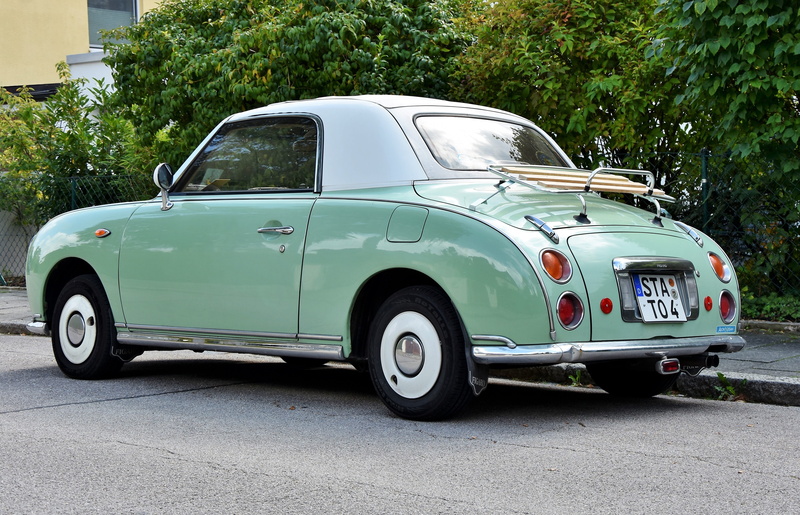 oldtimer, convertible, day, land vehicle, figaro, collector car, parking, transportation, auto, retro styled, youngtimer, right hand drive, side view, mode of transportation