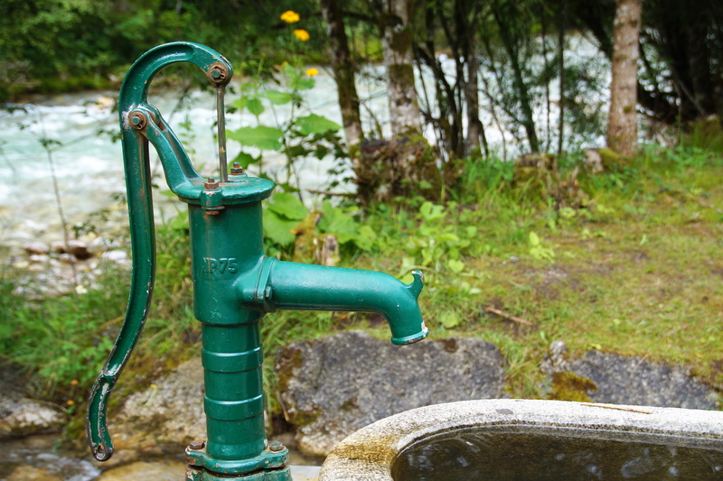 flowing, nature, 5K, grass, steel, land, rod, outdoors, running water, tree, garden hose, flowing water, old, bathroom, old-fashioned, hand, no people