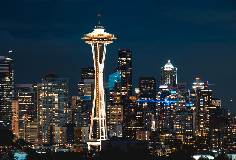 space, cityscape, seattle, housing, built structure, wa, office building exterior, needle, urban, tower, sky, outdoors, metropolis, landscape, tourism