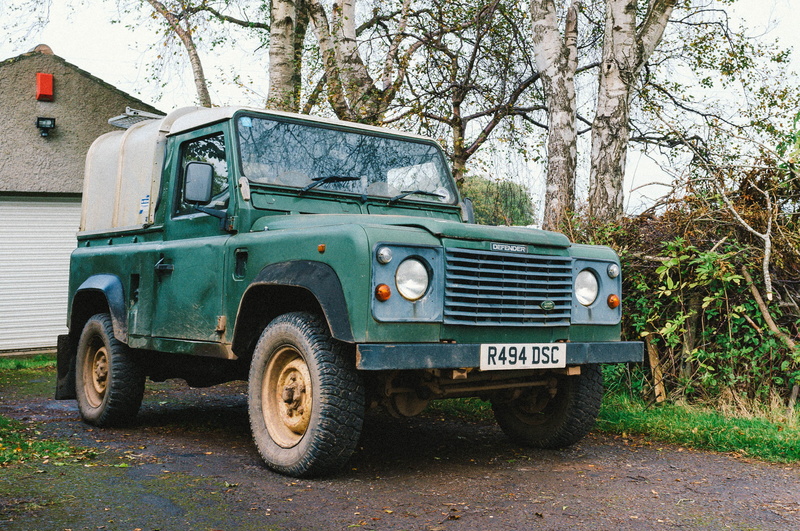 motor vehicle, defender, 2K, edinburgh, transportation, rust, adventure, united kingdom, tree, british, run-down, classic, no people, car, pick-up truck