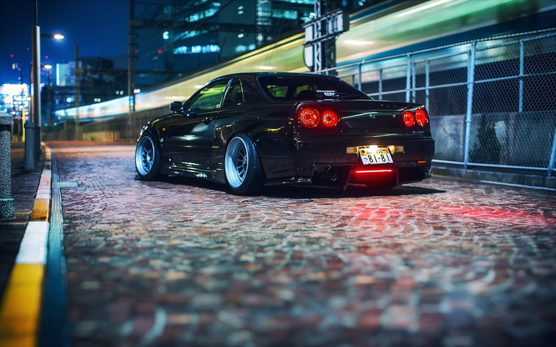 gt, Night, 1080P, Car, Nissan, Skyline, er, Black