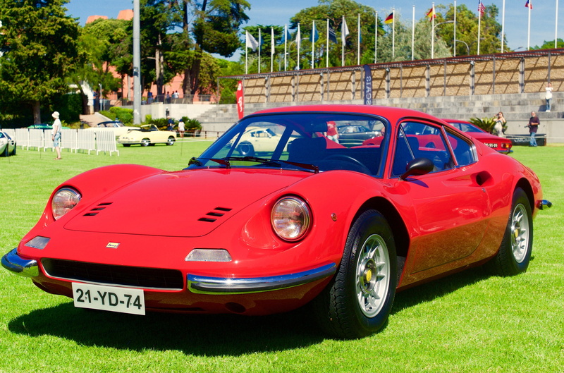 luxury, middle, engine, red, grass field, 4K, Classic, Ferrari Dino, Cascais, Carro, GT, Portugueses, sports Car, Car, land Vehicle, field, coupe, Portugal