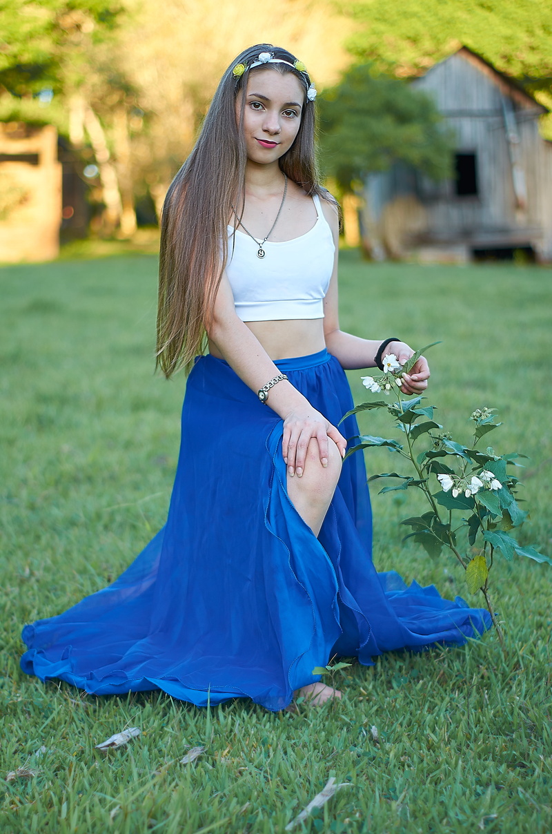 Yanela Roda, dark eyes, 4K, brunette, long hair, women outdoors, portrait, pointed toes, nature, ballerina, natural boobs, teens, skirt, pale, Russian model