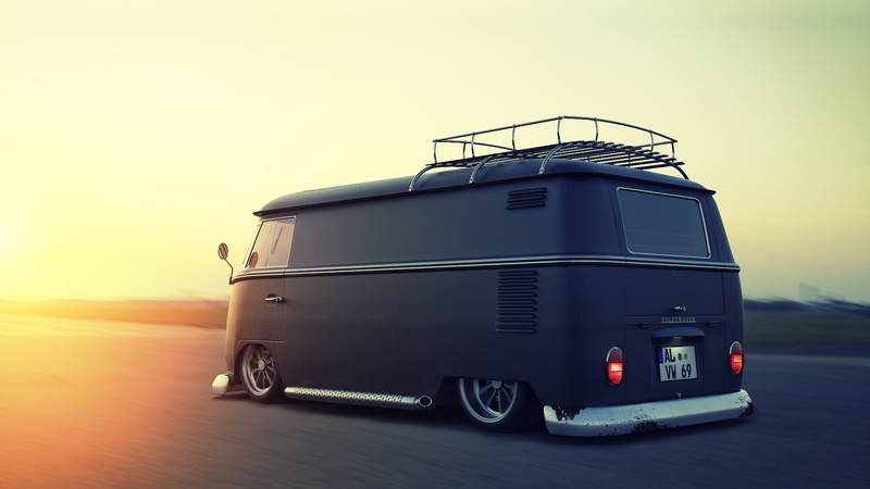 1080P, sunlight, Volkswagen, tuning, vans, road, vehicle, car