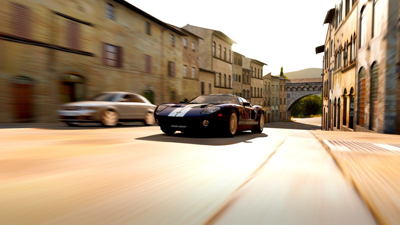 speed, white, car, built structure, on the move, mode of transportation, outdoors, sunlight, ford, road, motion, motor vehicle, blue, mustang, Ford GT