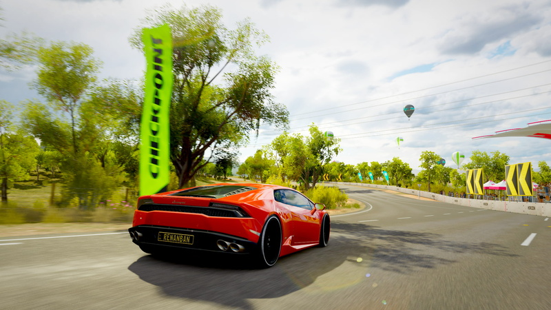motion, nature, day, Lamborghini, no people, city, green color, sky, land vehicle, mode of transportation, forza horizon 3, video games, tree, car, road trip