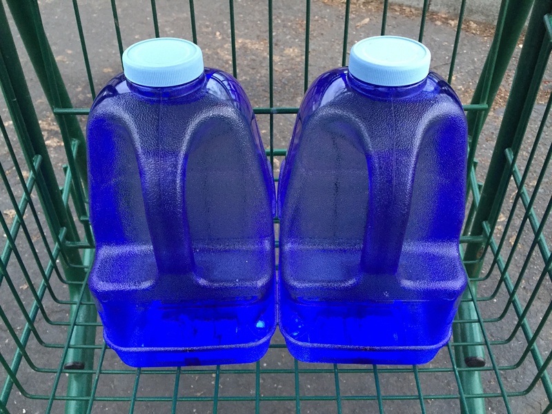 bottle, plastic, water, gallon, shoe, 2K, high angle view, close-up, still life, aqua, empty, nature, outdoors, seat, purified, blue, side by side, drink