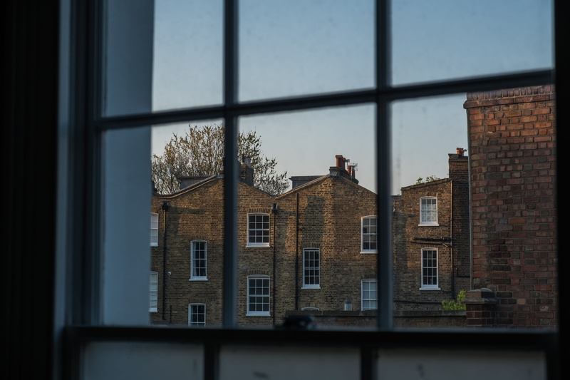 elia street, plant, indoor, tree, sky, bricks, building, architecture, built structure, house, transparent, low angle view, no people, day, 2K, window