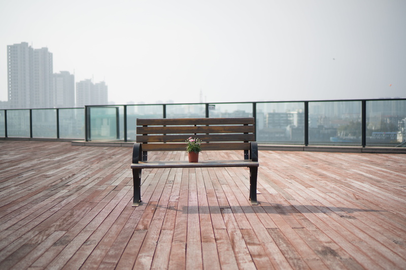 brown, cityscape, building exterior, skyscraper, empty, office building exterior, flower, bench, urban, city, apartment, wood - Material, flooring, outdoors