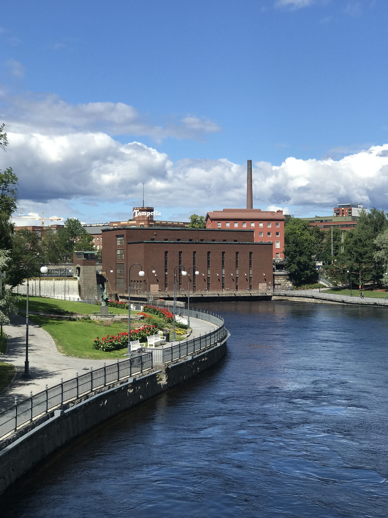 built structure, travel, transportation, waterfront, landscape, water, plant, cloud - sky, river, tampere, 4K, finland, city, outdoors, building, tree