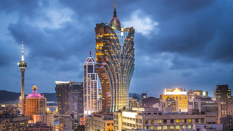 4K, outdoors, illuminated, tower, grand lisboa, office building exterior, nature, no people, architecture, macau, modern, office, financial district, tall - high