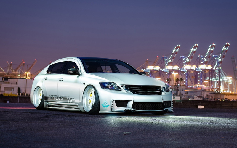 gs, 1080P, Car, Silver, Lights, Night, Lexus