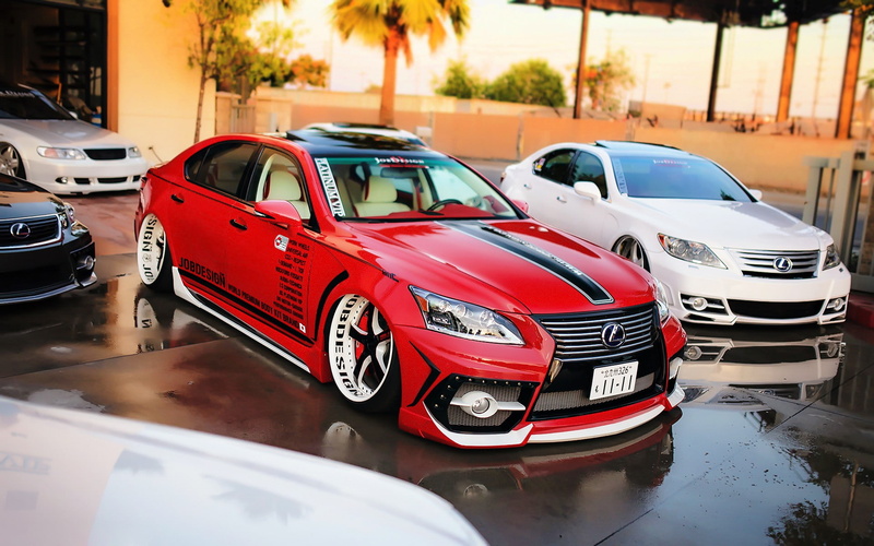 lexus ls, ls, sedan, red, Lexus, 1080P, stance, Tuning, car