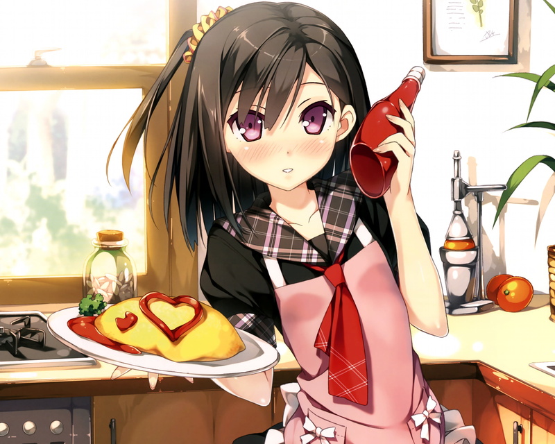 table, computer Graphic, fashion, kantoku, adult, three quarter length, females, food and drink, young Adult, young women, girl, beauty, beautiful, women