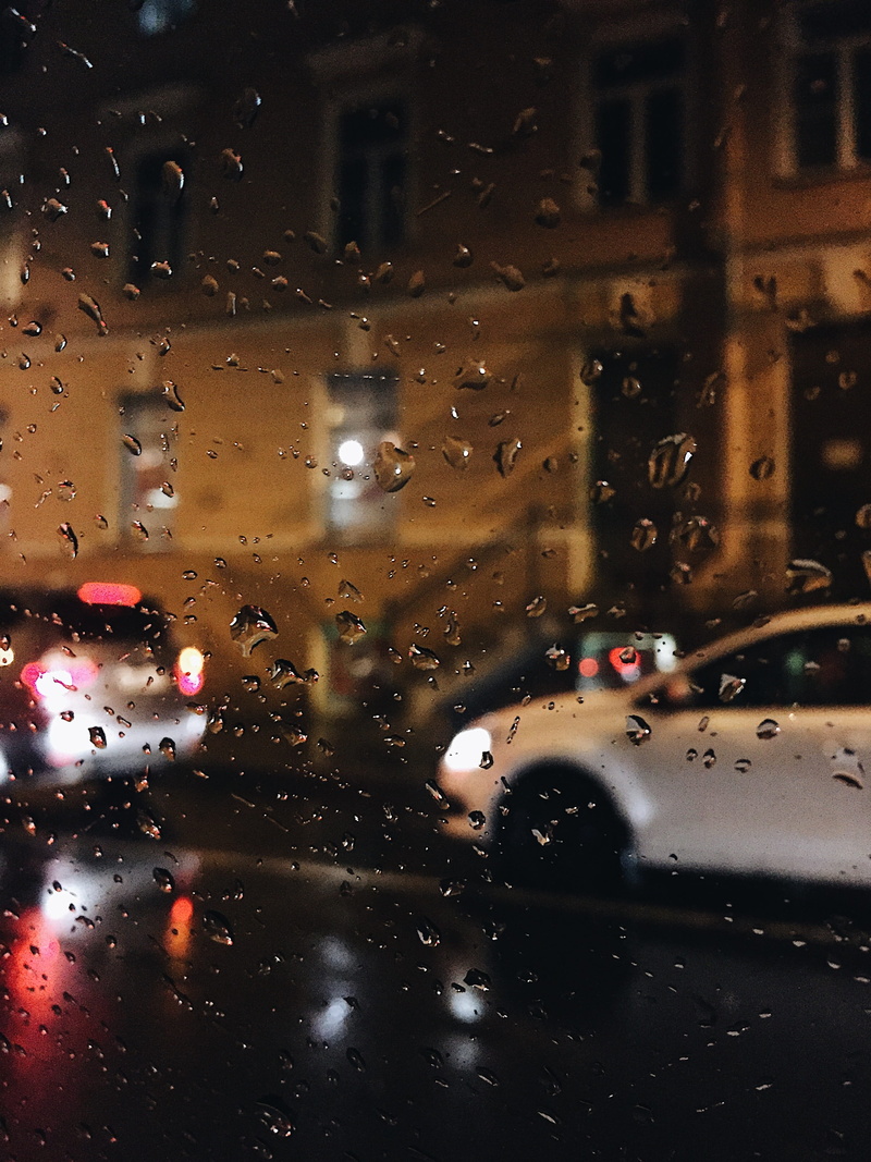 vehicle interior, raining, city, wet, landscape, building, raindrops, indoors, 2K, window, close-up, glass - material, dew, transportation, illuminated