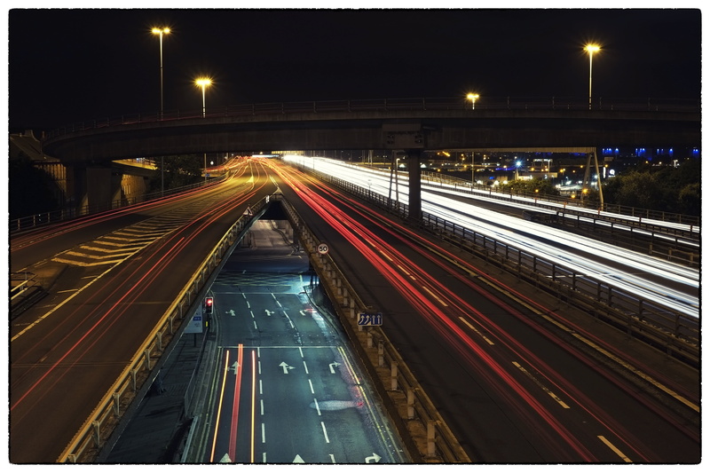 light trail, trail, exposure, transport, red, connection, dusk, speed, line, 4K, white, dark, blurred motion, drive, car, street, timelapse, travel, road