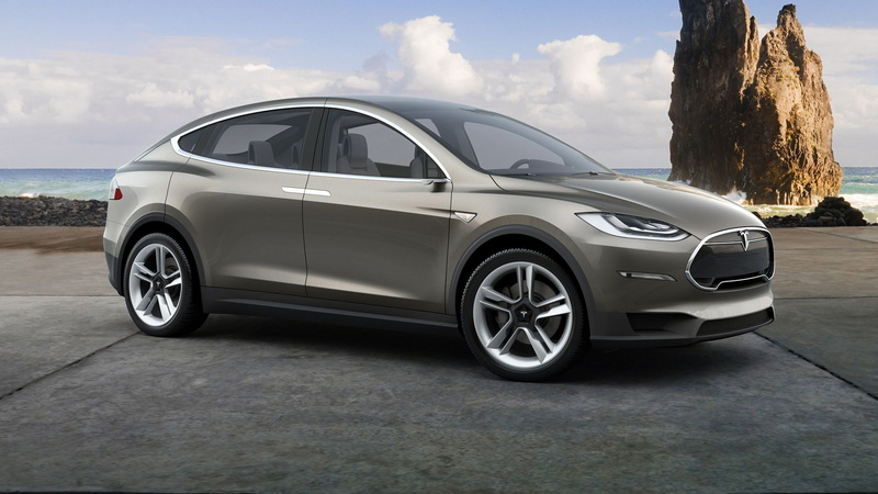 electric cars, hatchback, car, 2016, concrete, Tesla model x, door, suv, pathway, 2K, gray, seashore, looking