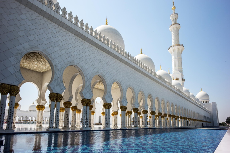 architecture, Dubai, 1080P, water, mosque