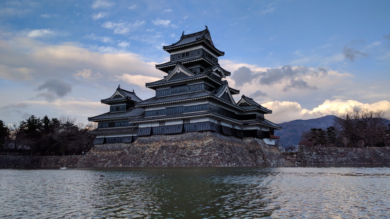 sky, cloud - sky, tree, building exterior, history, 4K, tourism, castle of japan, architecture, building, evening, nagano, cloud, travel, outdoors, day